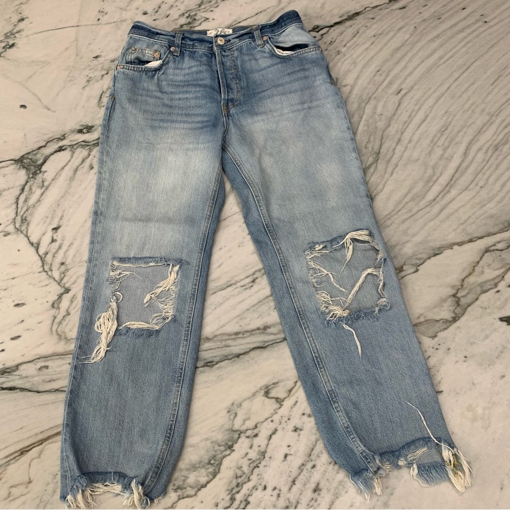 Free People Light Blue Distressed Boyfriend Jeans